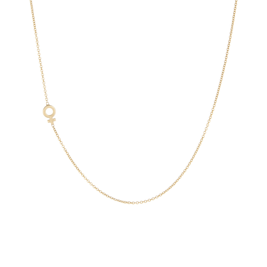 Venus Side Charm Necklace | 14k Yellow Gold | The Storm Jewelry | Equality Collection | Fine Jewelry Made in Los Angeles - committed to empowering female equality, celebrating forever friendships & championing future generations of women.