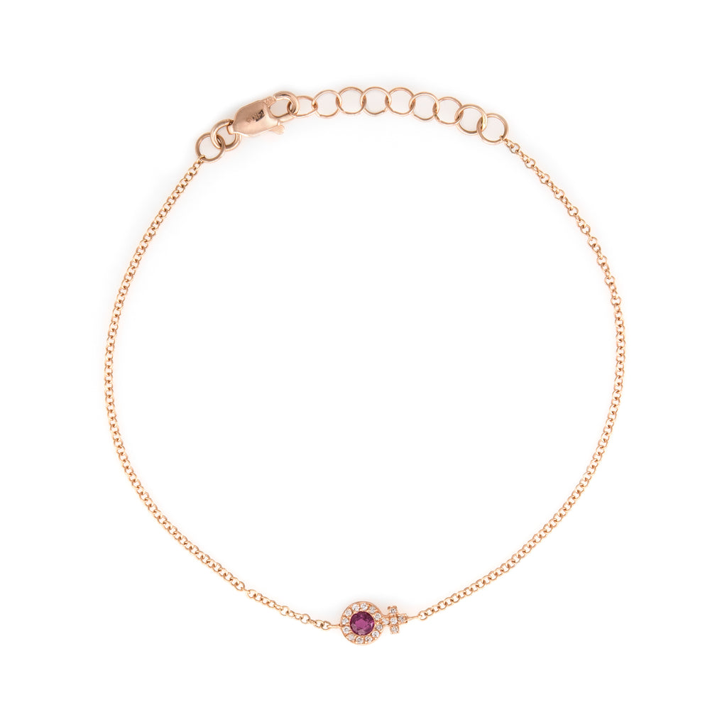 Venus Ruby & Diamond Bracelet | 14k Rose Gold, Ruby & White Diamonds | The Storm Jewelry | Equality Collection | Fine Jewelry Made in Los Angeles - committed to empowering female equality, celebrating forever friendships & championing future generations of women.