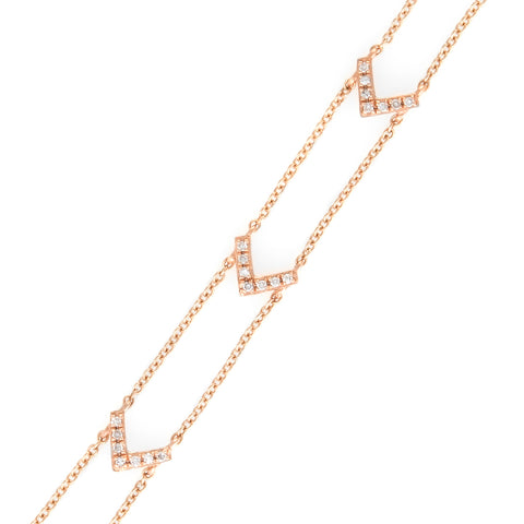 Chevron Double Diamond Strand Bracelet | Rose Gold | The Storm Jewelry | Fine Jewelry Made in Los Angeles - committed to empowering female equality, celebrating forever friendships & championing future generations of women.   