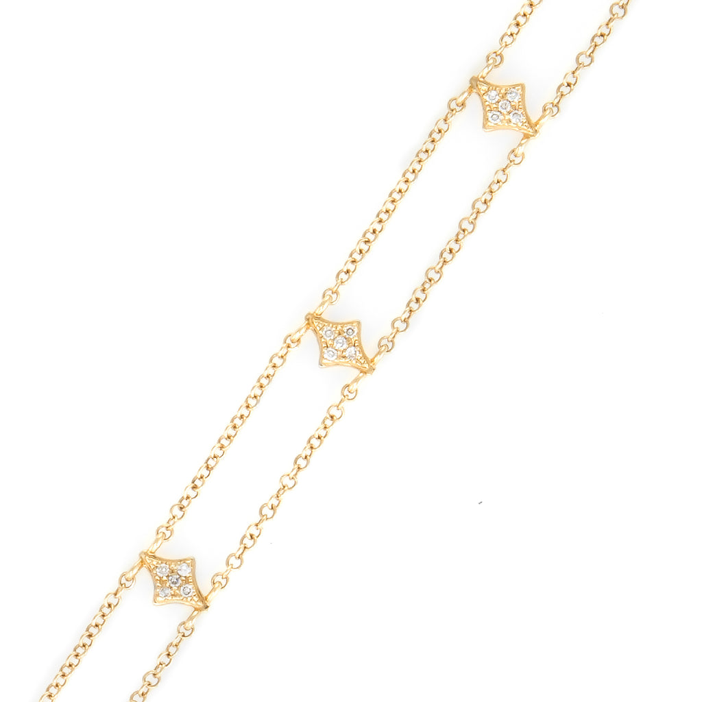 Kite Double Diamond Strand Bracelet | 14k Yellow Gold | White Diamonds | The Storm Jewelry | Fine Jewelry Made in Los Angeles - committed to empowering female equality, celebrating forever friendships & championing future generations of women.