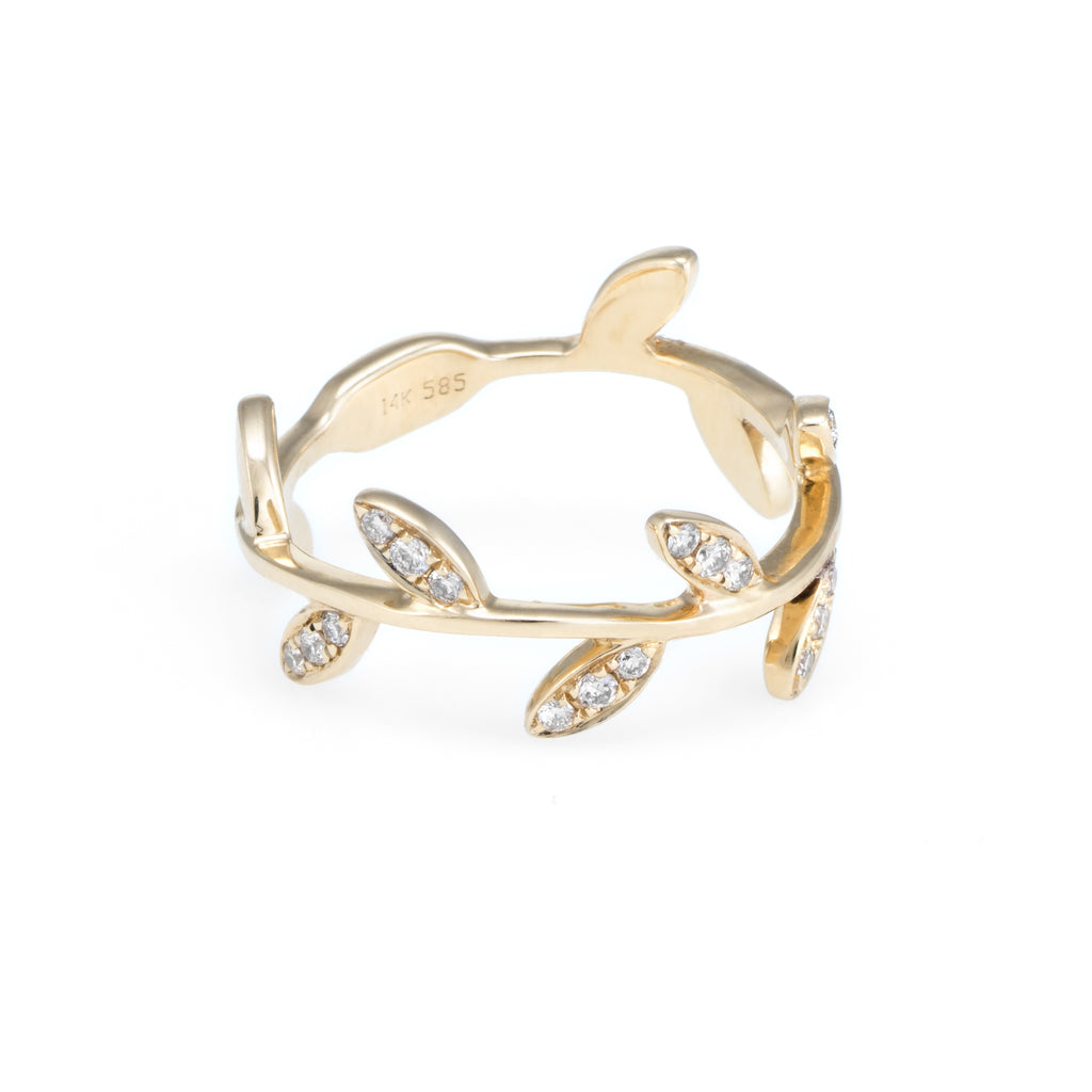 Children's Diamond Leaf Ring | Yellow Gold | The Storm Jewelry | Fine Jewelry Made in Los Angeles - committed to empowering female equality, celebrating forever friendships & championing future generations of women.   