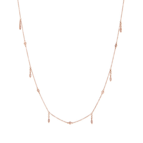 Diamond Bezel Charm Necklace | 14k Rose Gold | The Storm Jewelry | Fine Jewelry Made in Los Angeles - committed to empowering female equality, celebrating forever friendships & championing future generations of women.