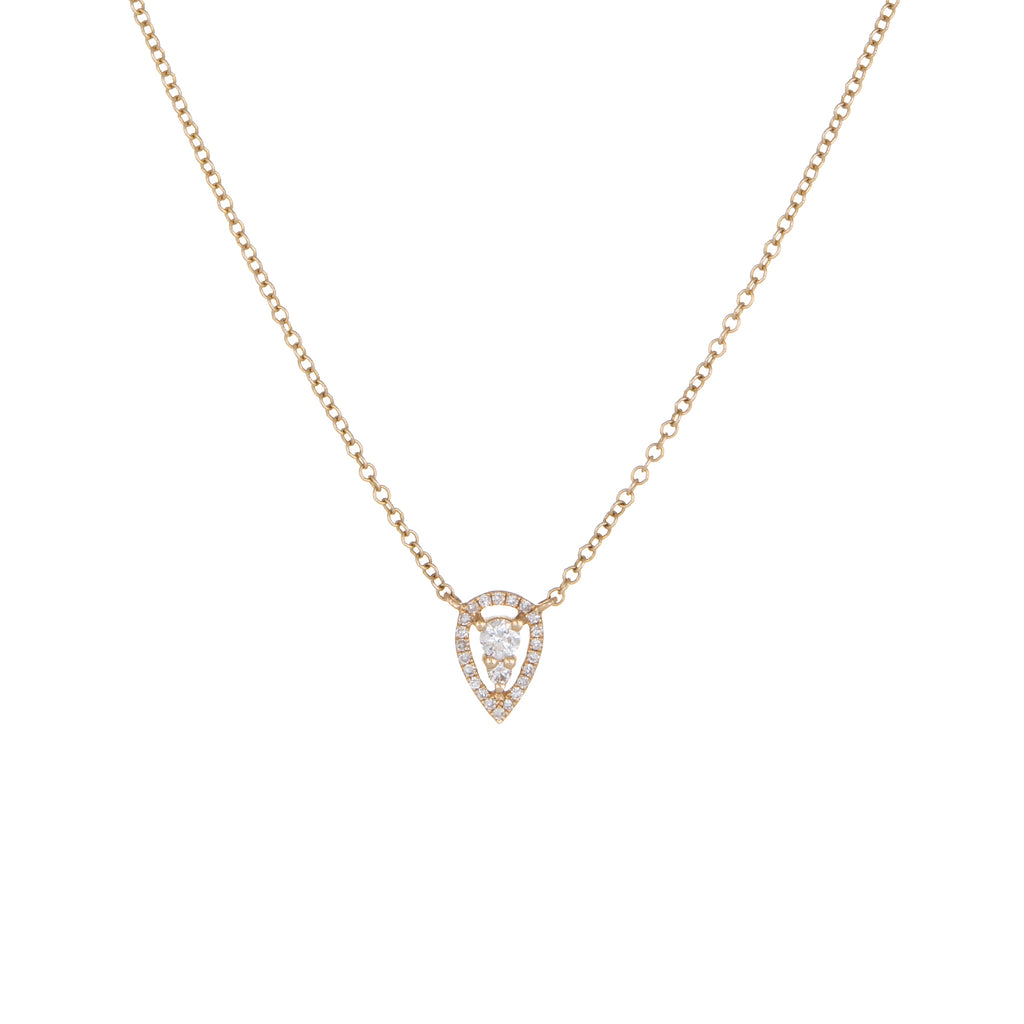 Raindrop Diamond Necklace | 14k Yellow Gold, White Diamonds | The Storm Jewelry | Fine Jewelry Made in Los Angeles - committed to empowering female equality, celebrating forever friendships & championing future generations of women.