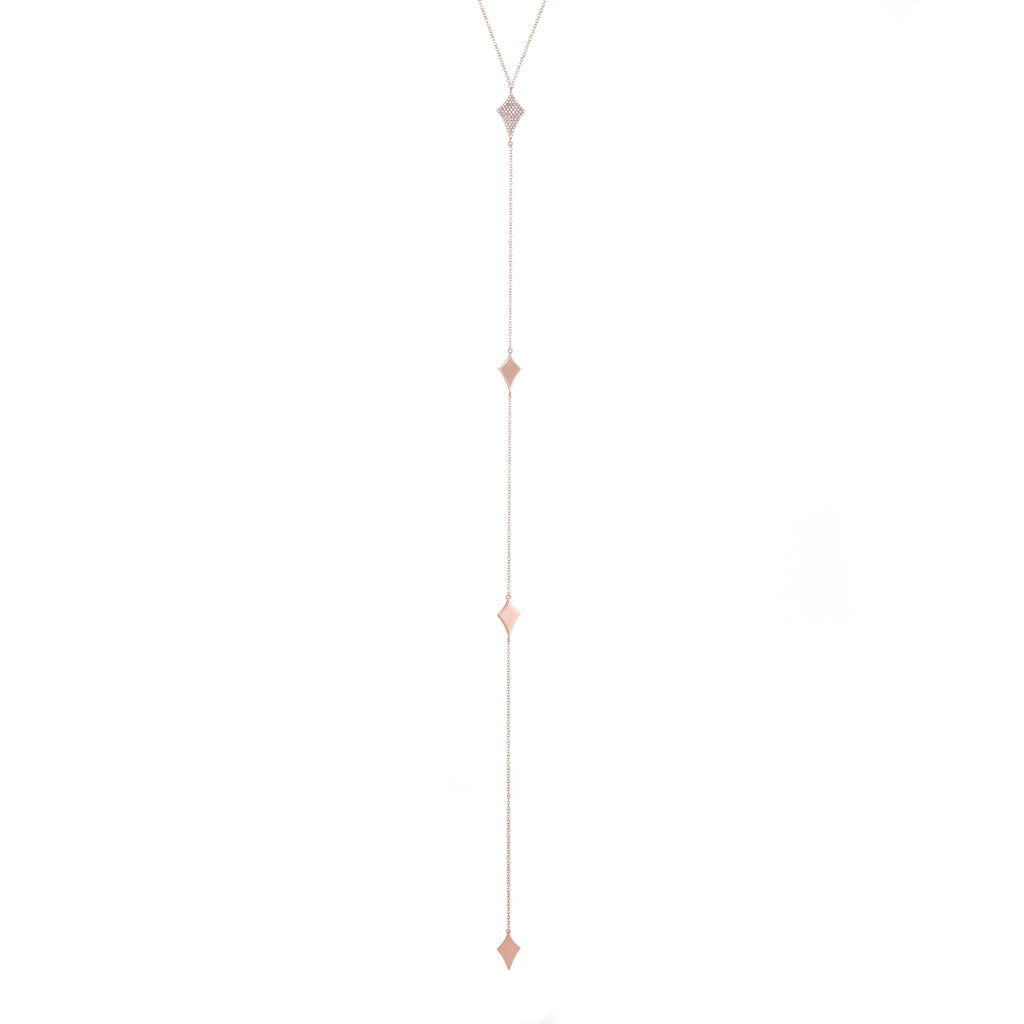 Diamond Kite Lariat | 14k Rose Gold | The Storm Jewelry | Fine Jewelry Made in Los Angeles - committed to empowering female equality, celebrating forever friendships & championing future generations of women.