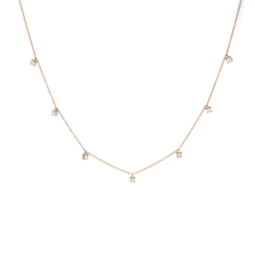 Multi-Prong Diamond Necklace (Large) | 14k Rose Gold | White Diamonds | The Storm Jewelry | Fine Jewelry Made in Los Angeles - committed to empowering female equality, celebrating forever friendships & championing future generations of women.