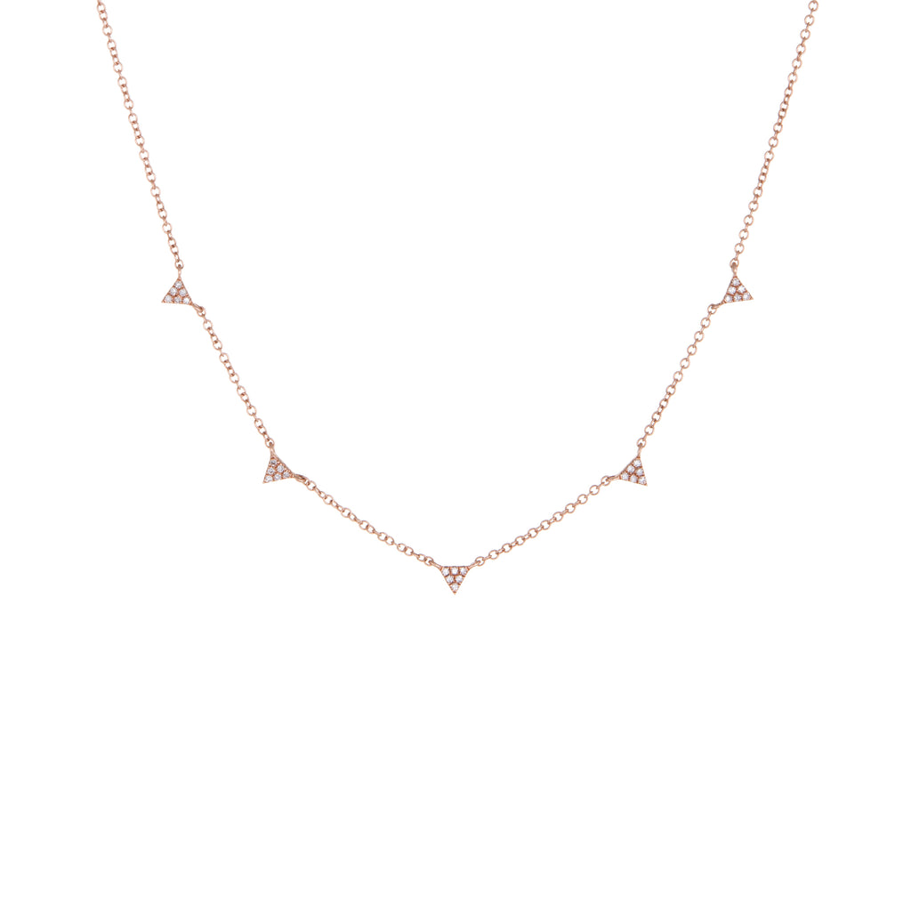 Mini Triangle Diamond Necklace | 14k Rose Gold | White Diamonds | The Storm Jewelry | Fine Jewelry Made in Los Angeles - committed to empowering female equality, celebrating forever friendships & championing future generations of women.