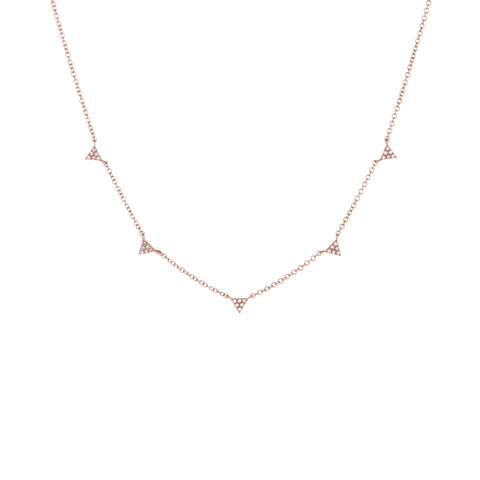 Mini Triangle Diamond Necklace | 14k Rose Gold | White Diamonds | The Storm Jewelry | Fine Jewelry Made in Los Angeles - committed to empowering female equality, celebrating forever friendships & championing future generations of women.