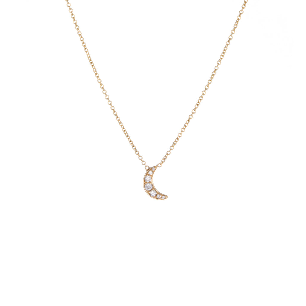 Children's Diamond Moon Necklace | Yellow Gold | The Storm Jewelry | Fine Jewelry Made in Los Angeles - committed to empowering female equality, celebrating forever friendships & championing future generations of women.   