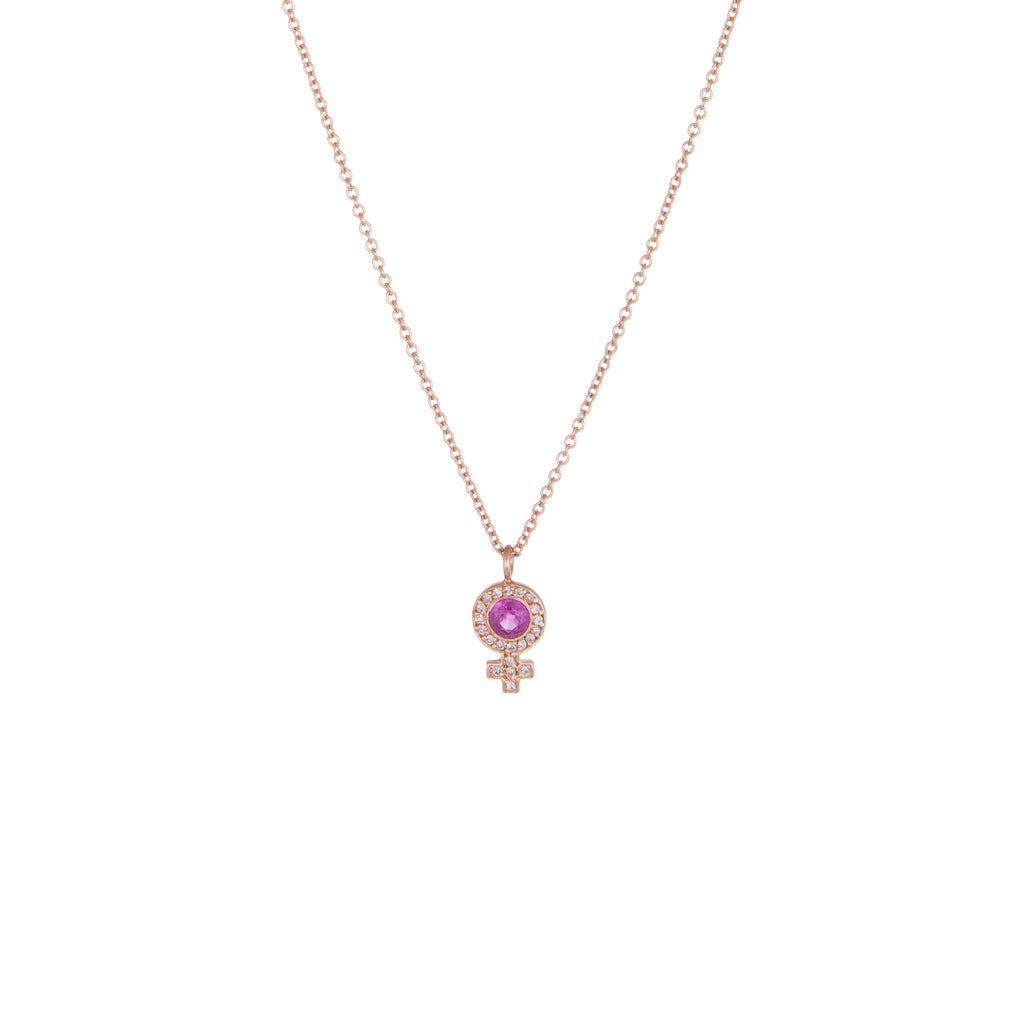 Venus Ruby & Diamond Pendant Necklace | 14k Rose Gold, Ruby & White Diamonds | The Storm Jewelry | Equality Collection | Fine Jewelry Made in Los Angeles - committed to empowering female equality, celebrating forever friendships & championing future generations of women.