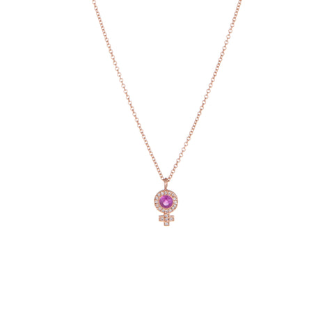 Venus Ruby & Diamond Pendant Necklace | 14k Rose Gold, Ruby & White Diamonds | The Storm Jewelry | Equality Collection | Fine Jewelry Made in Los Angeles - committed to empowering female equality, celebrating forever friendships & championing future generations of women.