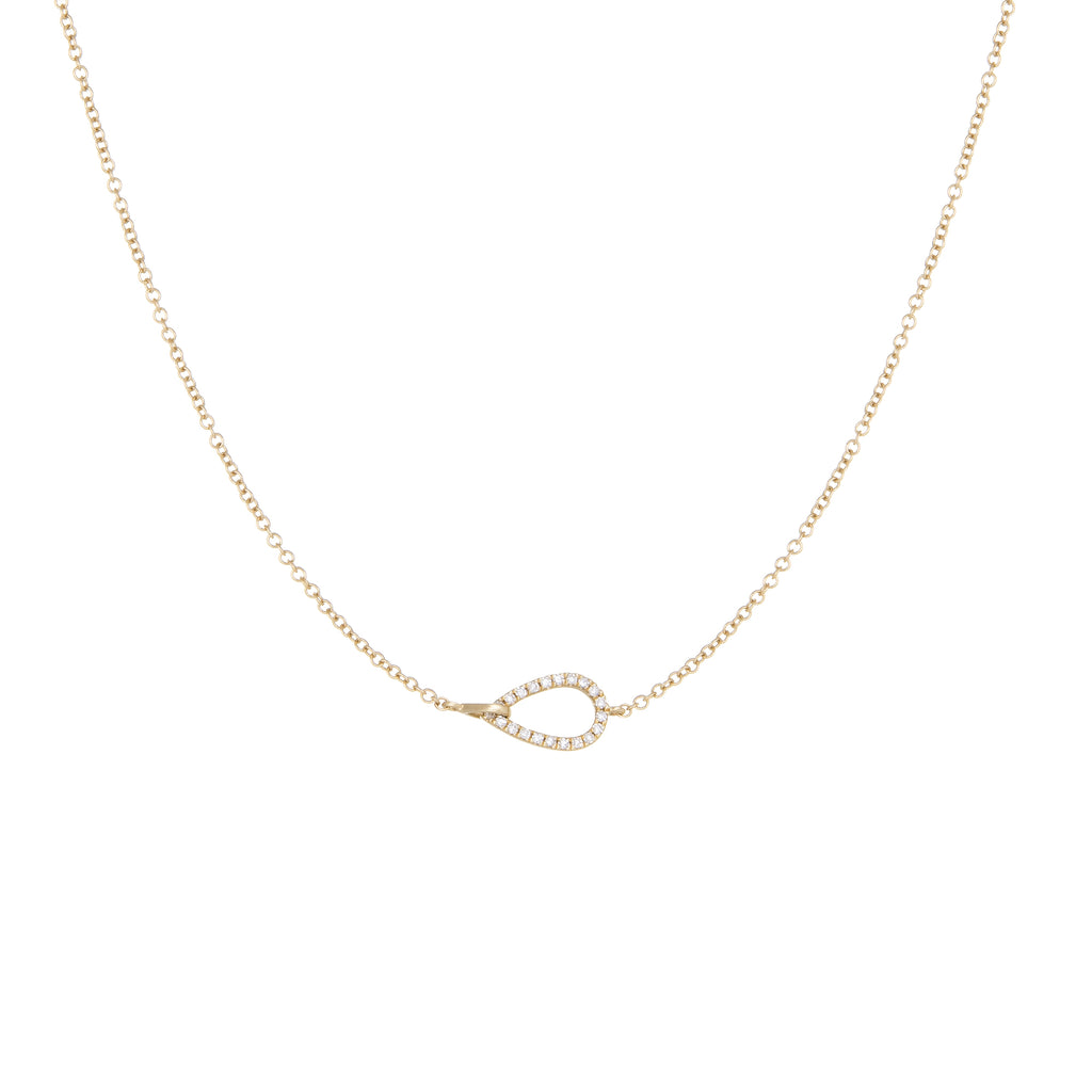 Open Raindrop Diamond Necklace | 14k Yellow Gold | White Diamonds | The Storm Jewelry | Fine Jewelry Made in Los Angeles - committed to empowering female equality, celebrating forever friendships & championing future generations of women.