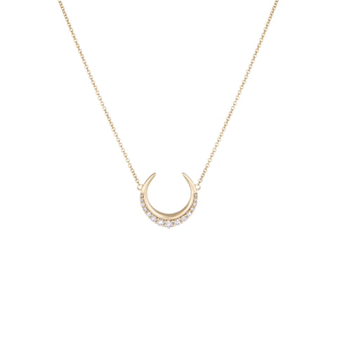 Crescent Moon Diamond Necklace | 14k Yellow Gold | The Storm Jewelry | Fine Jewelry Made in Los Angeles - committed to empowering female equality, celebrating forever friendships & championing future generations of women.   