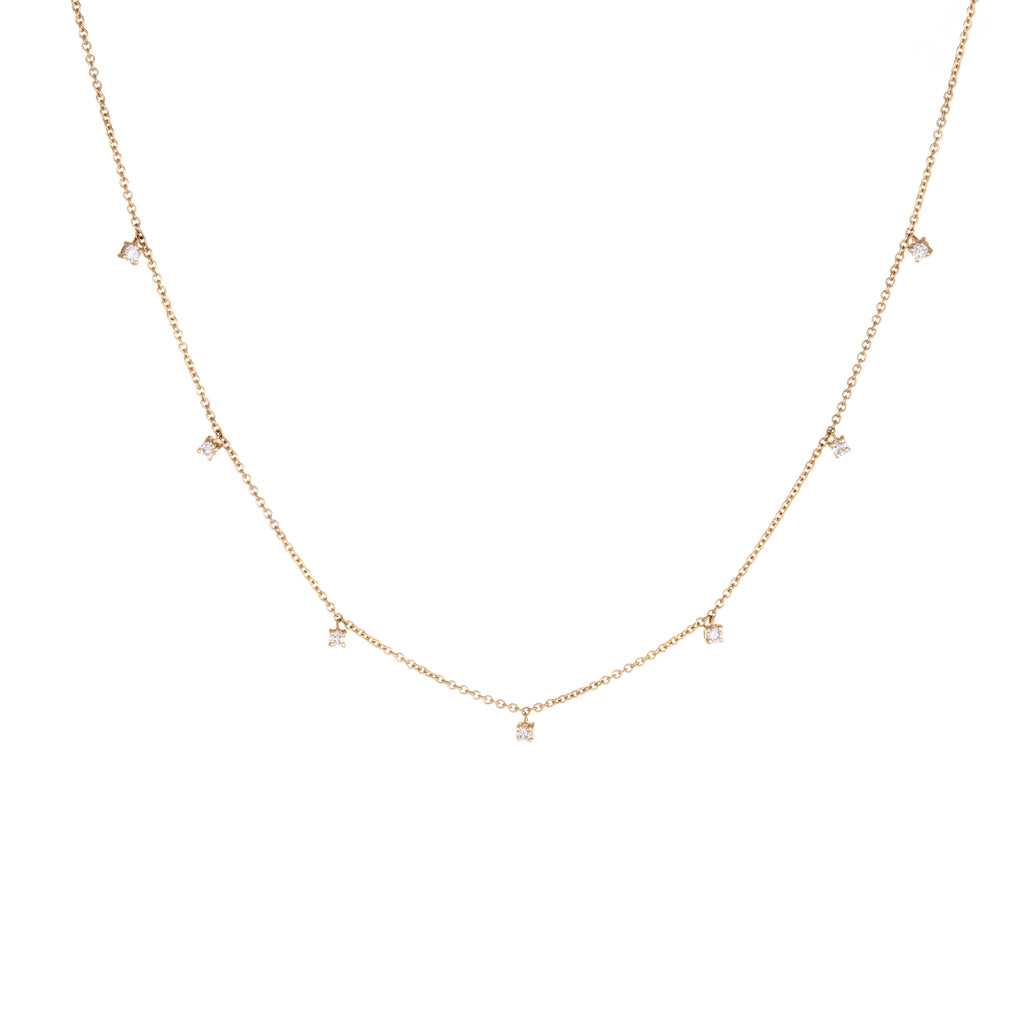 Multi-Prong Diamond Necklace (Small) | 14k Yellow Gold | White Diamonds | The Storm Jewelry | Fine Jewelry Made in Los Angeles - committed to empowering female equality, celebrating forever friendships & championing future generations of women.