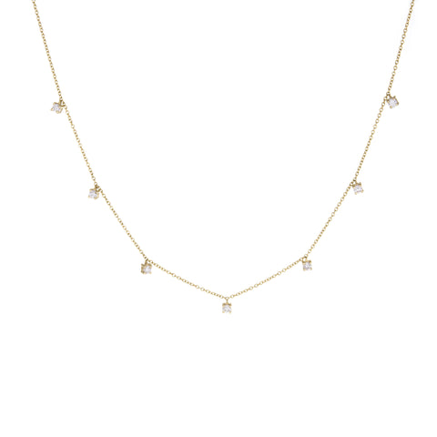 Multi-Prong Diamond Necklace (Large) | 14k Yellow Gold | White Diamonds | The Storm Jewelry | Fine Jewelry Made in Los Angeles - committed to empowering female equality, celebrating forever friendships & championing future generations of women.