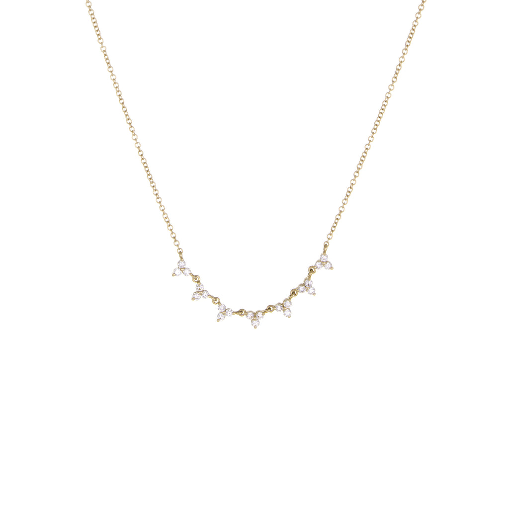 Triangle Cluster Diamond Necklace | 14k Yellow Gold and White Diamonds | The Storm Jewelry | Fine Jewelry Made in Los Angeles - committed to empowering female equality, celebrating forever friendships & championing future generations of women.