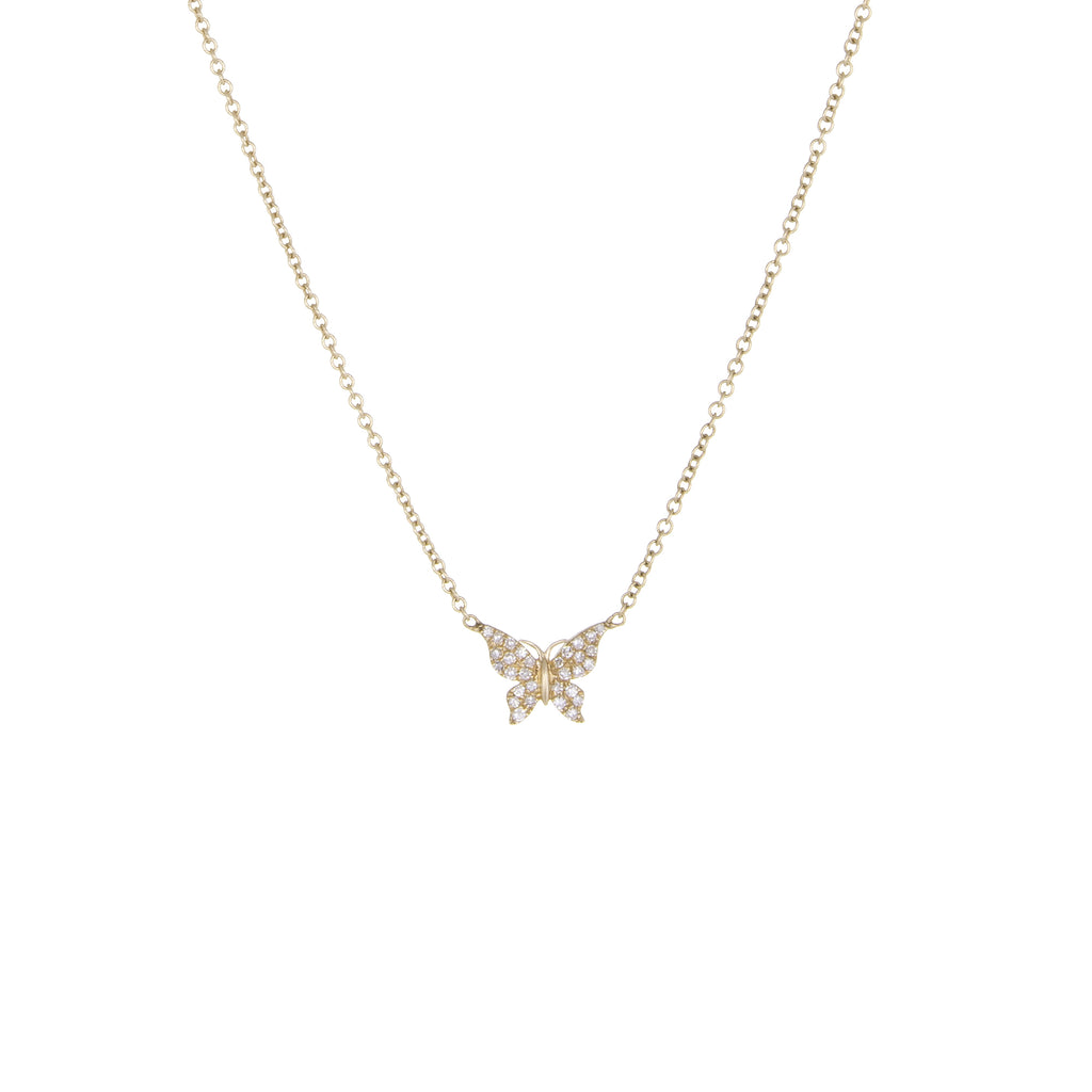 Children's Butterfly Diamond Necklace | Yellow Gold | The Storm Jewelry | Fine Jewelry Made in Los Angeles - committed to empowering female equality, celebrating forever friendships & championing future generations of women.   