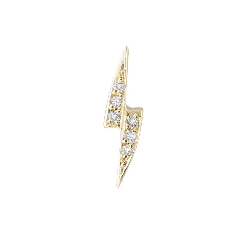 Lightning Diamond Stud | 14k Yellow Gold | White Diamonds | The Storm Jewelry | Fine Jewelry Made in Los Angeles - committed to empowering female equality, celebrating forever friendships & championing future generations of women.