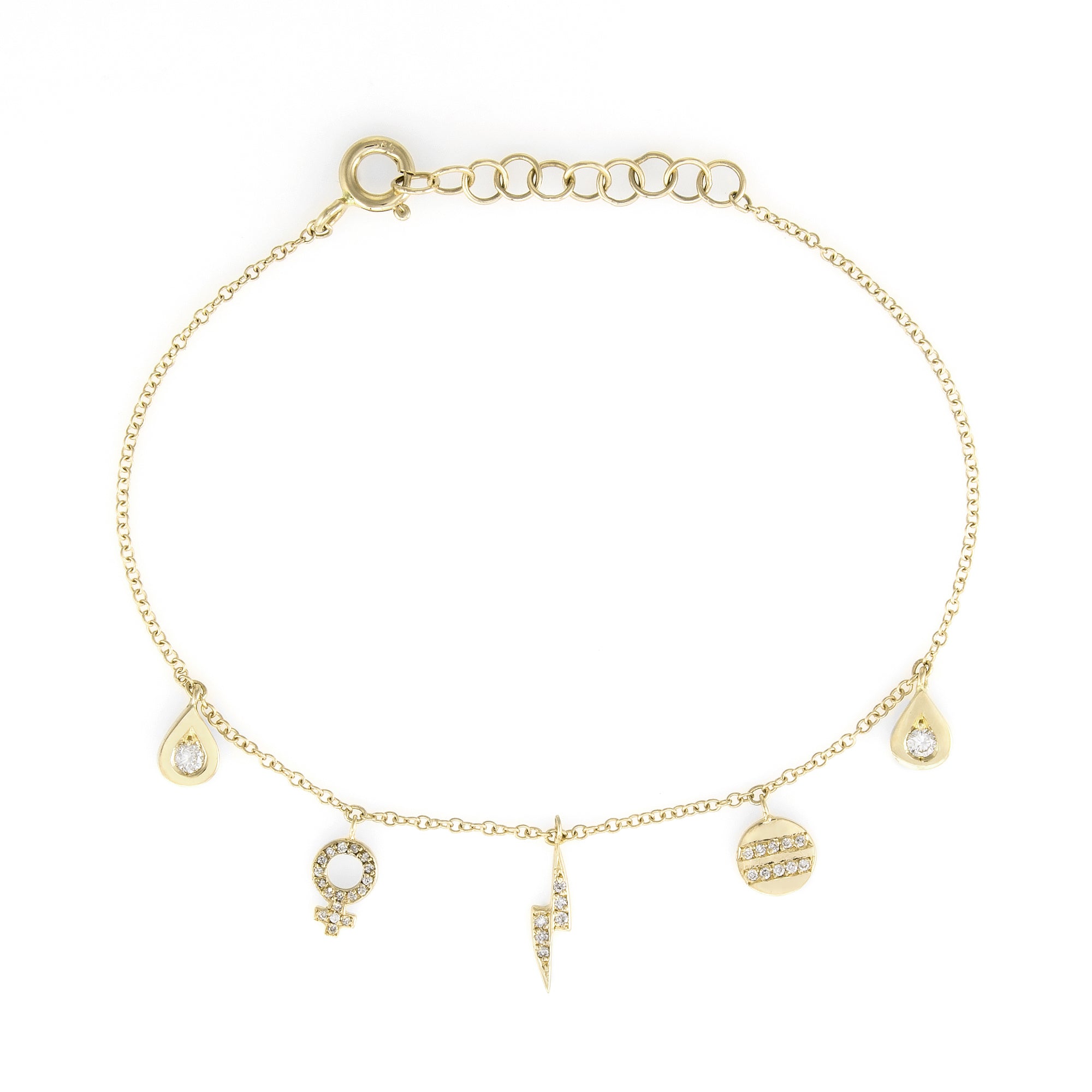 Designer Diamond Charm Bracelet For Women Solid 14kt White Gold Dainty  Jewelry
